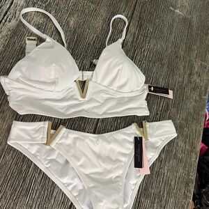 Victoria's Secret White Bikini with Ruched Sweetheart Neckline